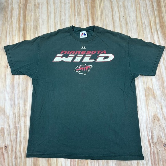 Vintage Minnesota Wild National Hockey League T-Shirt Large Roomy Green Worn - Picture 2 of 10
